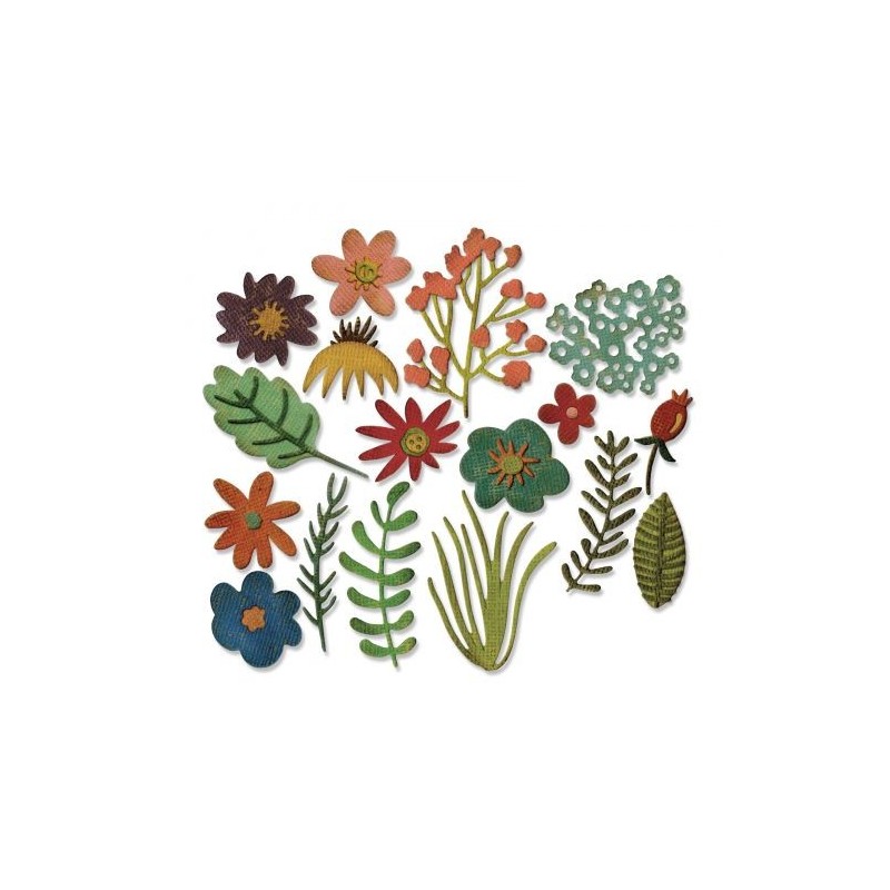 Troquel Delgado Flores Hojas Sizzix Tim Holtz 17 Piezas | 662700